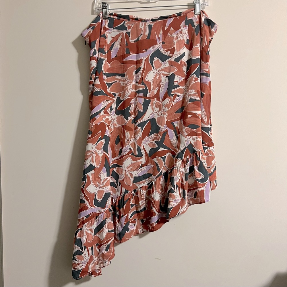 NWT Nine West Asymmetrical Floral Ruffle Skirt Size XXL